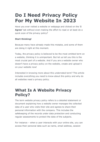 Do I Need Privacy Policy For My Website In 2023