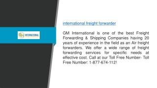 Reliable International Freight Forwarders at Gmfreight