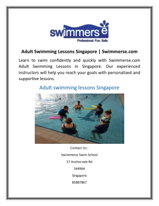 Adult Swimming Lessons Singapore  Swimmerse.com