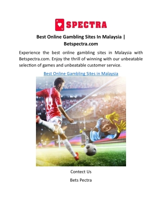 Best Online Gambling Sites In Malaysia | Betspectra.com