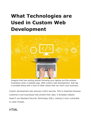 What Technologies are Used in Custom Web Development