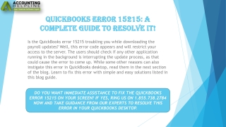 A Quick and easy troubleshooting guide to resolve QuickBooks error 15215