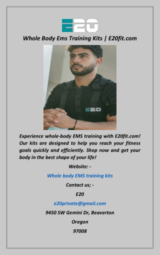 Whole Body Ems Training Kits  E20fit