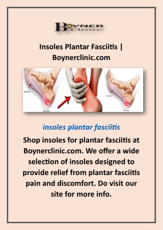 Insoles Plantar Fasciitis | Boynerclinic.com