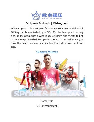 Ob Sports Malaysia | Ob9my.com