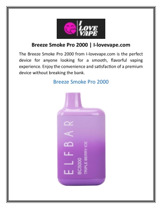 Breeze Smoke Pro 2000  I-lovevape.com