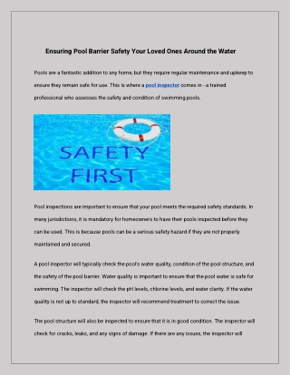 Ensuring Pool Barrier Safety Your Loved Ones Around the Water