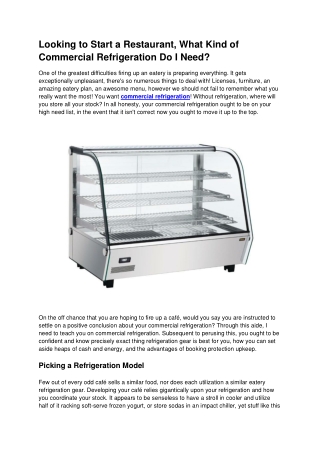 Looking to Start a Restaurant, What Kind of Commercial Refrigeration Do I Need