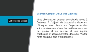 Examen complet de la vue à Gatineau Laboratoirevisuel.ca