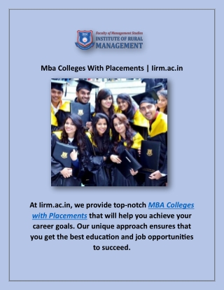 Mba Colleges With Placements | Iirm.ac.in