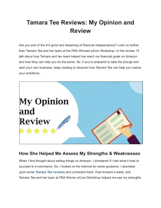 Tamara Tee Reviews My Opinion And Review