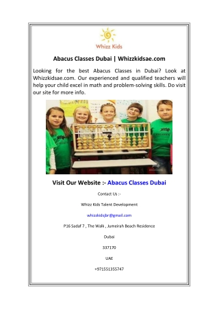 Abacus Classes Dubai  Whizzkidsae.com