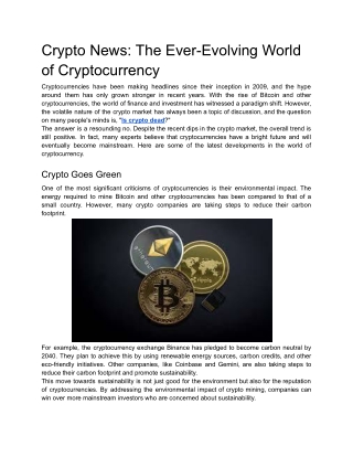 Crypto News_ The Ever-Evolving World of Cryptocurrency