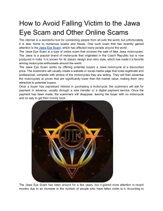 How to Avoid Falling Victim to the Jawa Eye Scam and Other Online Scams