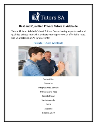 Best and Qualified Private Tutors in Adelaide