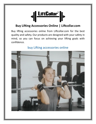 Buy Lifting Accessories Online  Liftcollar.com