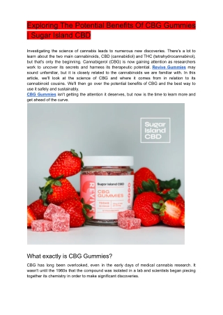 Exploring The Potential Benefits Of CBG Gummies _ Sugar Island CBD