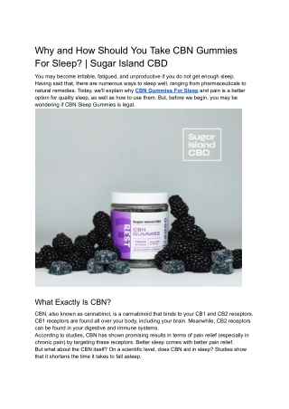 Why and How Should You Take CBN Gummies For Sleep