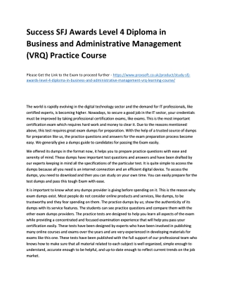 Success SFJ Awards Level 4 Diploma in Business and Administrative Management (VR