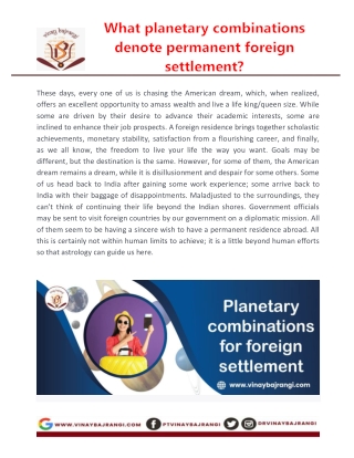 Planetary combinations for foreign settlement