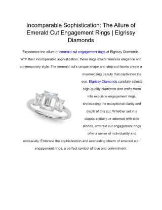 Emerald Cut Engagement Rings | Elgrissy Diamonds