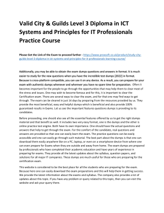 Valid City & Guilds Level 3 Diploma in ICT Systems and Principles for IT Profess