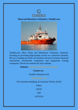 Plant and Machinery Valuation  Chadils.com