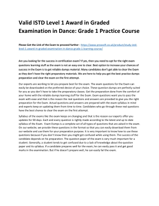 Valid ISTD Level 1 Award in Graded Examination in Dance: Grade 1 Practice Course