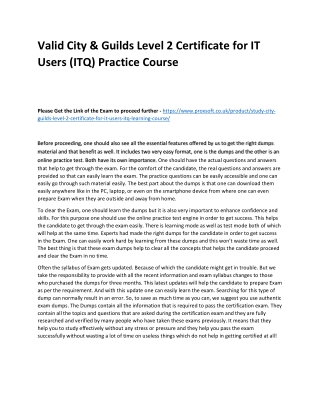 Valid City & Guilds Level 2 Certificate for IT Users (ITQ) Practice Course