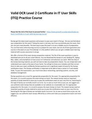 Valid OCR Level 2 Certificate in IT User Skills (ITQ) Practice Course