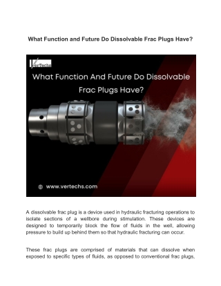 What Function and Future Do Dissolvable Frac Plugs Have?