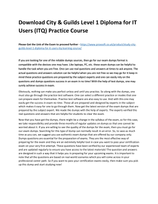 Download City & Guilds Level 1 Diploma for IT Users (ITQ) Practice Course