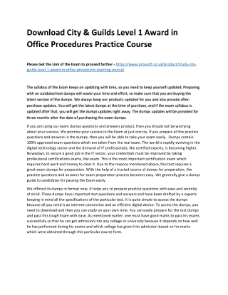 Download City & Guilds Level 1 Award in Office Procedures Practice Course