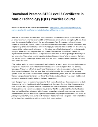 Download Pearson BTEC Level 3 Certificate in Music Technology (QCF) Practice