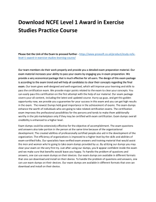 Download NCFE Level 1 Award in Exercise Studies Practice Course