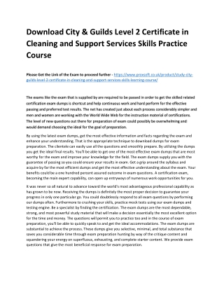 Download City & Guilds Level 2 Certificate in Cleaning and Support Services Skil
