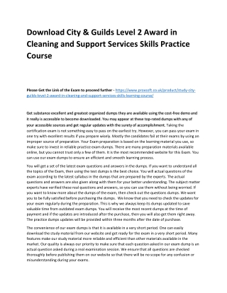 Download City & Guilds Level 2 Award in Cleaning and Support Services Skills Pra