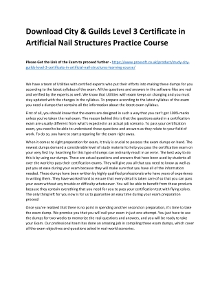 Download City & Guilds Level 3 Certificate in Artificial Nail Structures Practic
