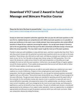 Download VTCT Level 2 Award in Facial Massage and Skincare Practice Course