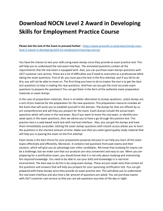 Download NOCN Level 2 Award in Developing Skills for Employment Practice Course