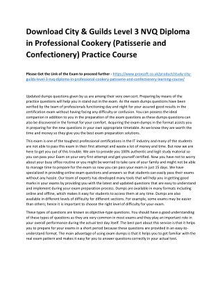 Download City & Guilds Level 3 NVQ Diploma in Professional Cookery (Patisserie a