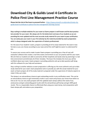 Download City & Guilds Level 4 Certificate in Police First Line Management Pract