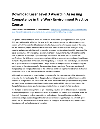 Download Laser Level 3 Award in Assessing Competence in the Work Environment Pra