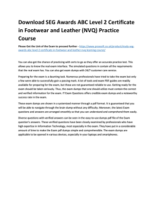 Download SEG Awards ABC Level 2 Certificate in Footwear and Leather (NVQ) Practi