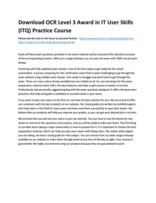 Download OCR Level 3 Award in IT User Skills (ITQ) Practice Course