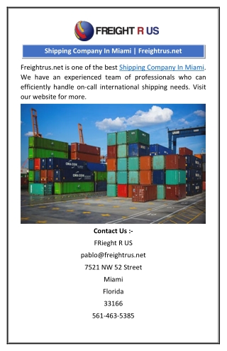 Shipping Company In Miami | Freightrus.net