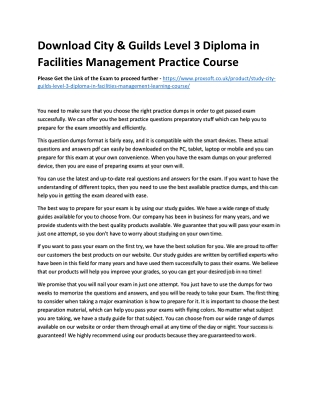 Download City & Guilds Level 3 Diploma in Facilities Management Practice Course