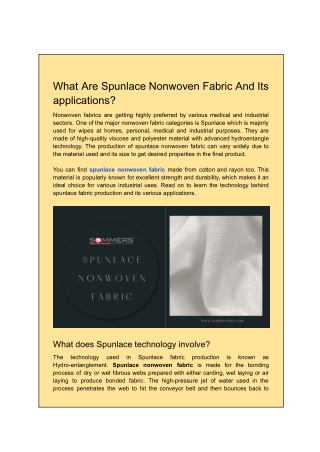 What Are Spunlace Nonwoven Fabric And Its applications