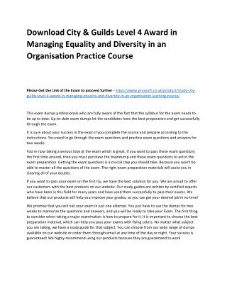 Download City & Guilds Level 4 Award in Managing Equality and Diversity in an Or