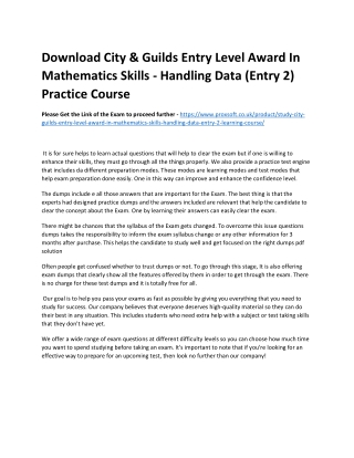 Download City & Guilds Entry Level Award In Mathematics Skills - Handling Data (